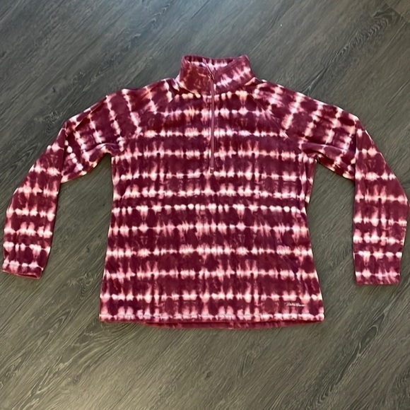 SzL Eddie Bauer 1/4 zip Fleece NWOT condition Burgundy/pink/white - Picture 4 of 7